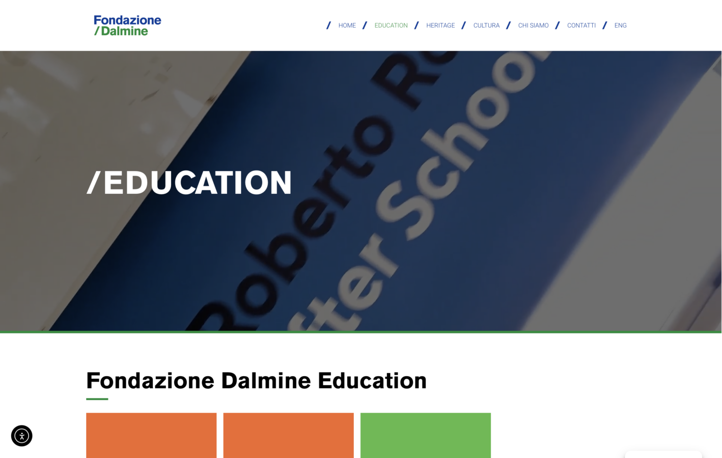 Schermata del sito Fondazione Dalmine - Laboratori per le scuole Tenaris, progetto web di Laio Webdesign
