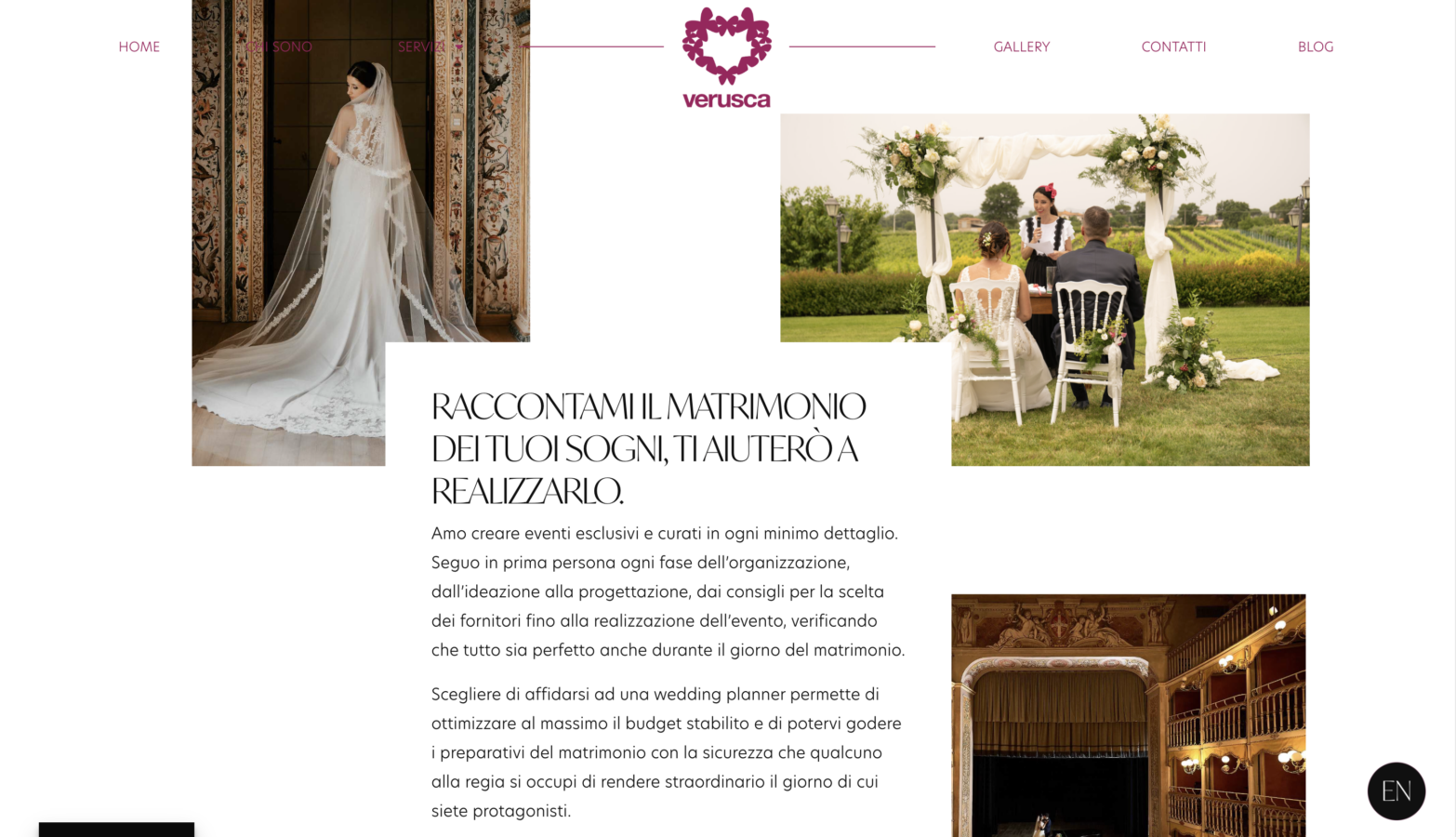 Schermata del sito Verusca Eventi - Event Planner, progetto web di Laio Webdesign