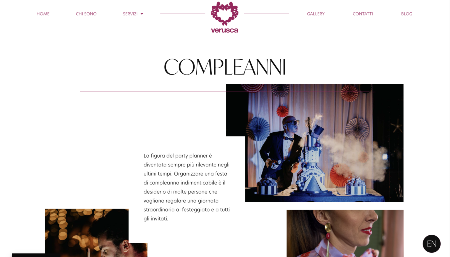 Schermata del sito Verusca Eventi - Event Planner, progetto web di Laio Webdesign