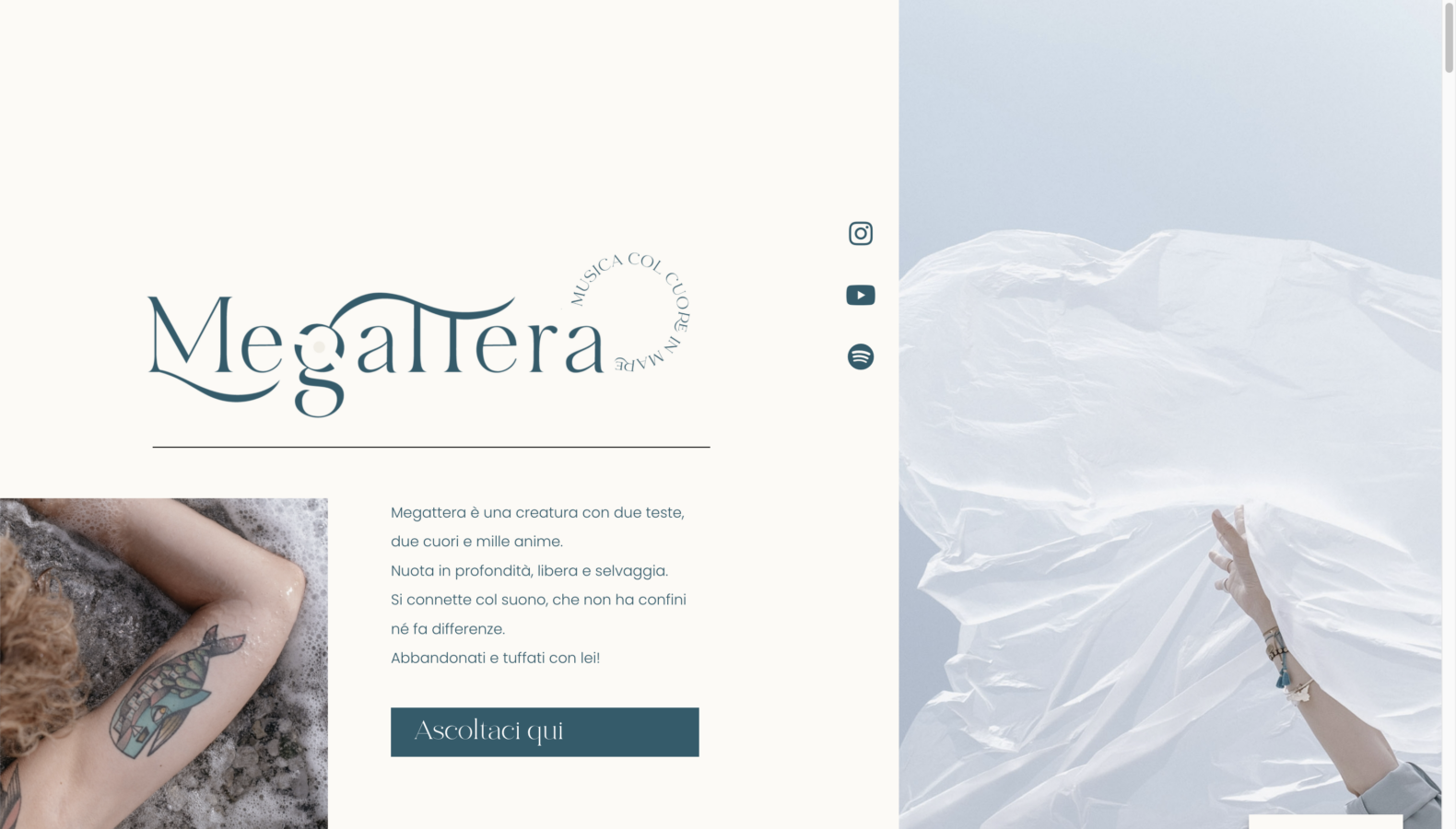 Schermata del sito Megattera Music, progetto web di Laio Webdesign
