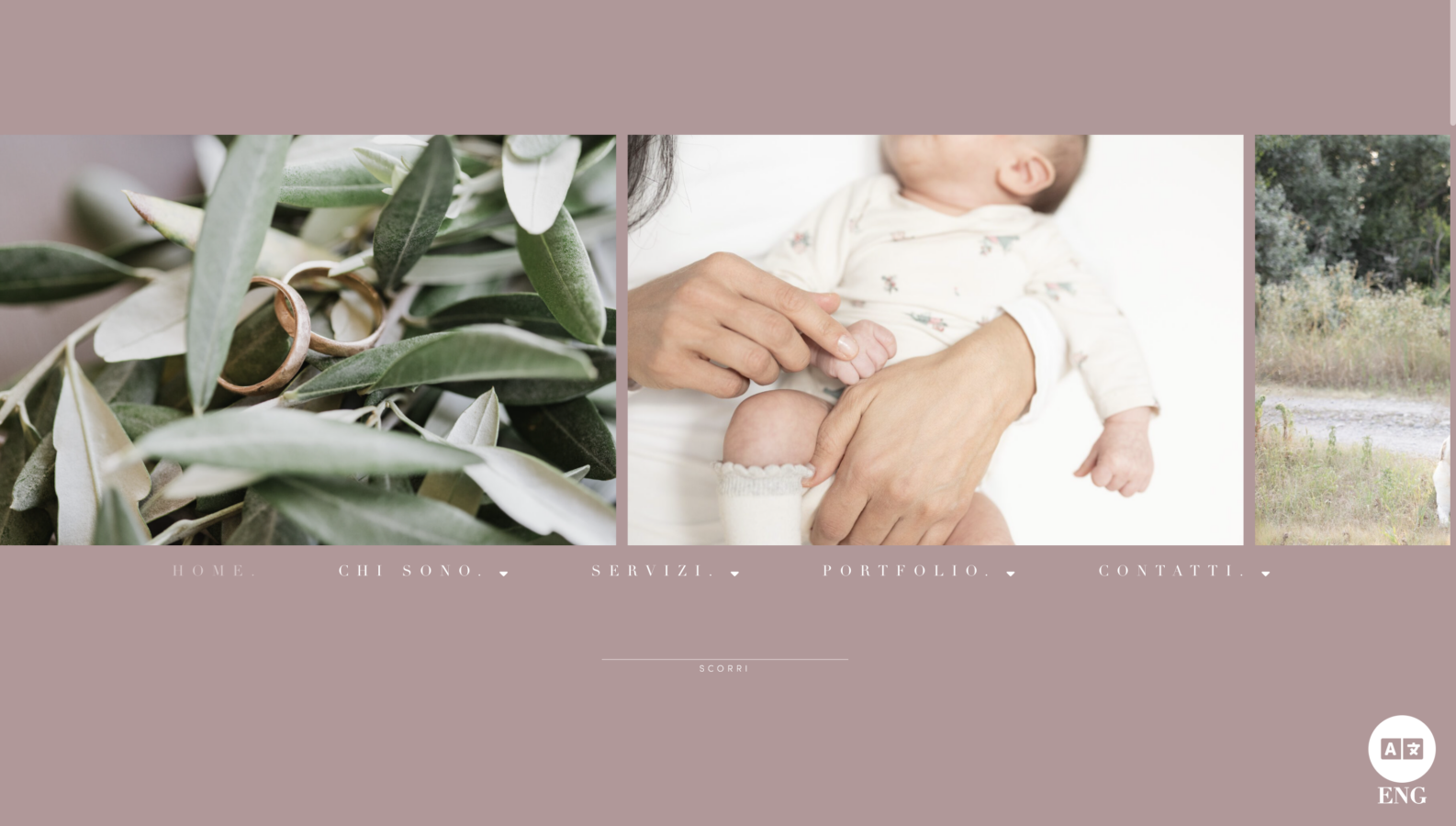 Schermata del sito Carlotta F. - Wedding reportage e fotografia di branding, progetto web di Laio Webdesign