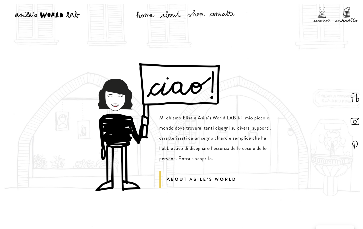 Schermata del sito Asile's World - Grafica e illustrazioni, progetto web di Laio Webdesign