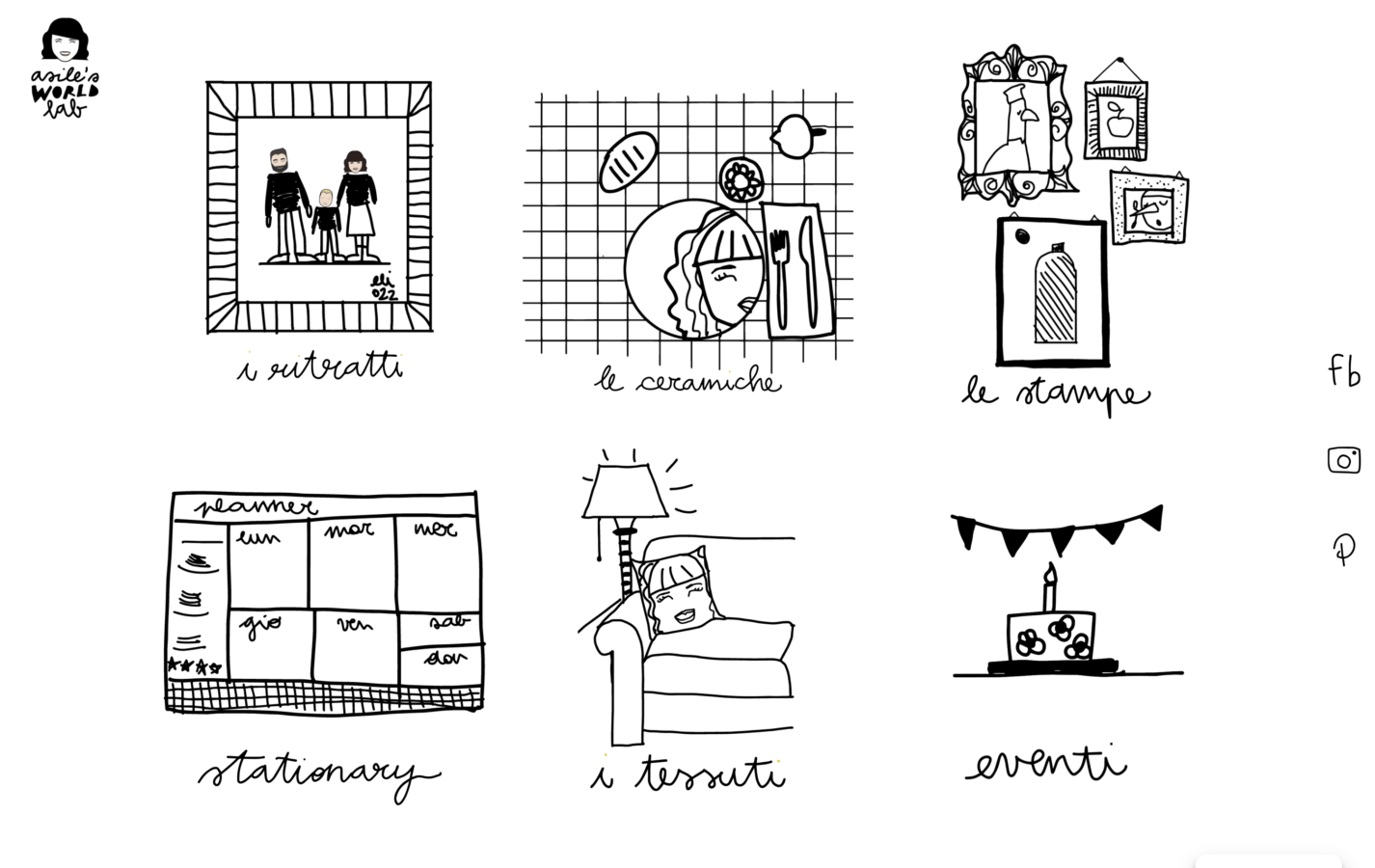 Schermata del sito Asile's World - Grafica e illustrazioni, progetto web di Laio Webdesign