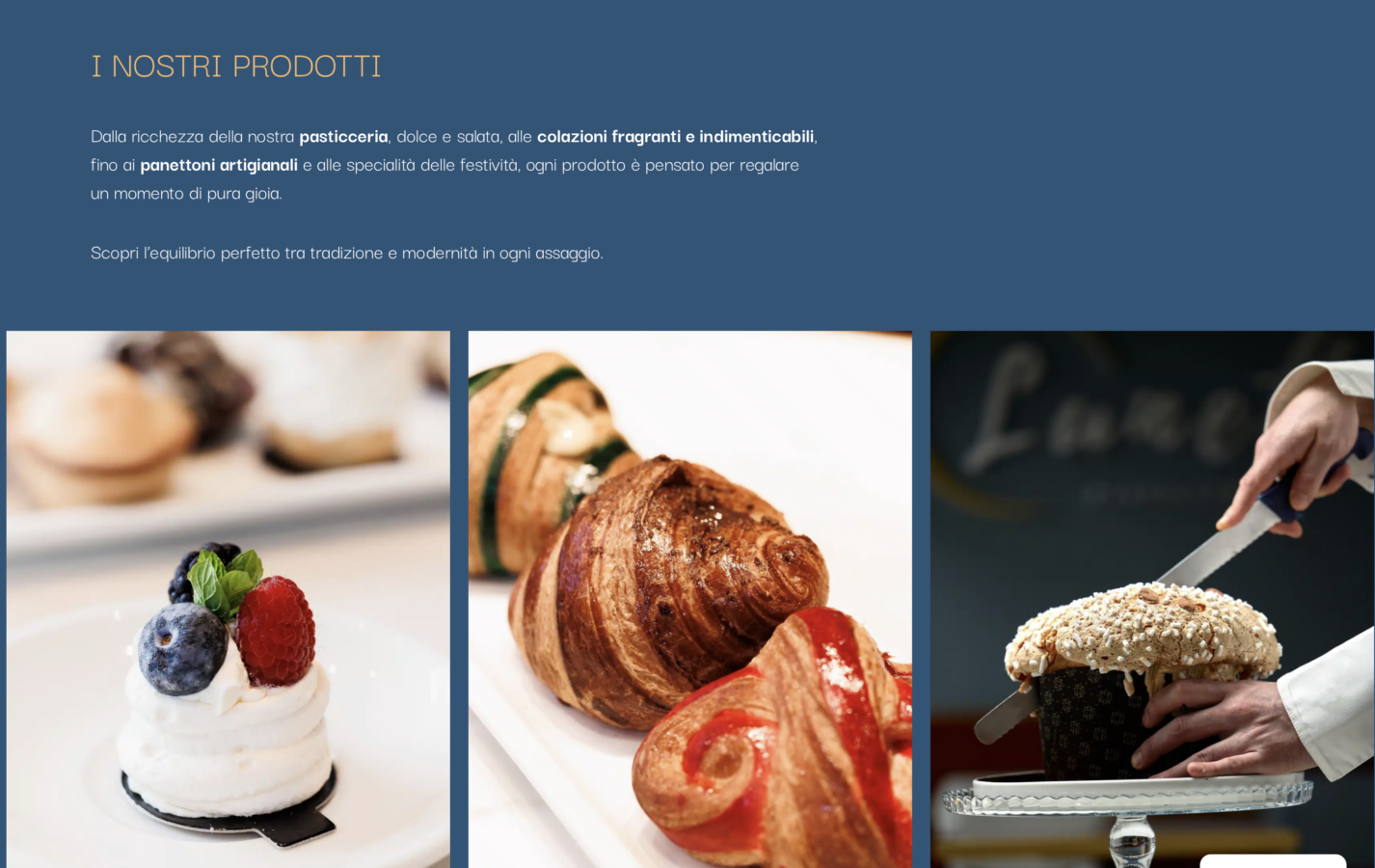 Schermata del sito Pasticceria Lunetta, progetto web di Laio Webdesign