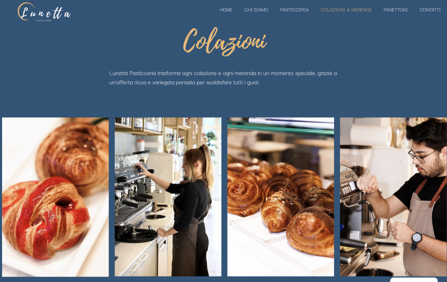 Schermata del sito Pasticceria Lunetta, progetto web di Laio Webdesign