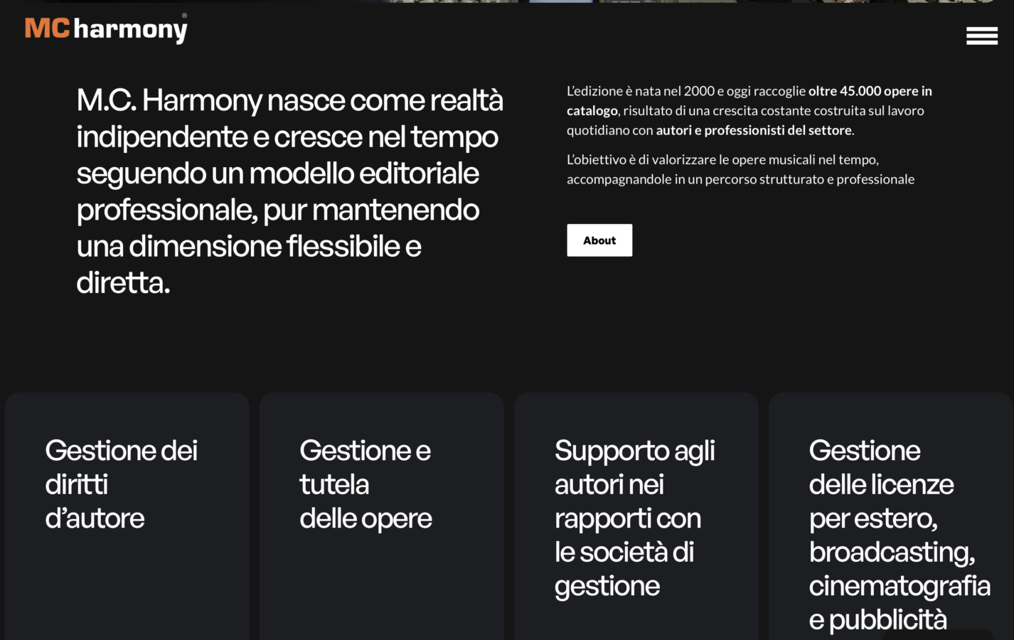 Schermata del sito MC Harmony - Studio di Registrazione e Music Label, progetto web di Laio Webdesign