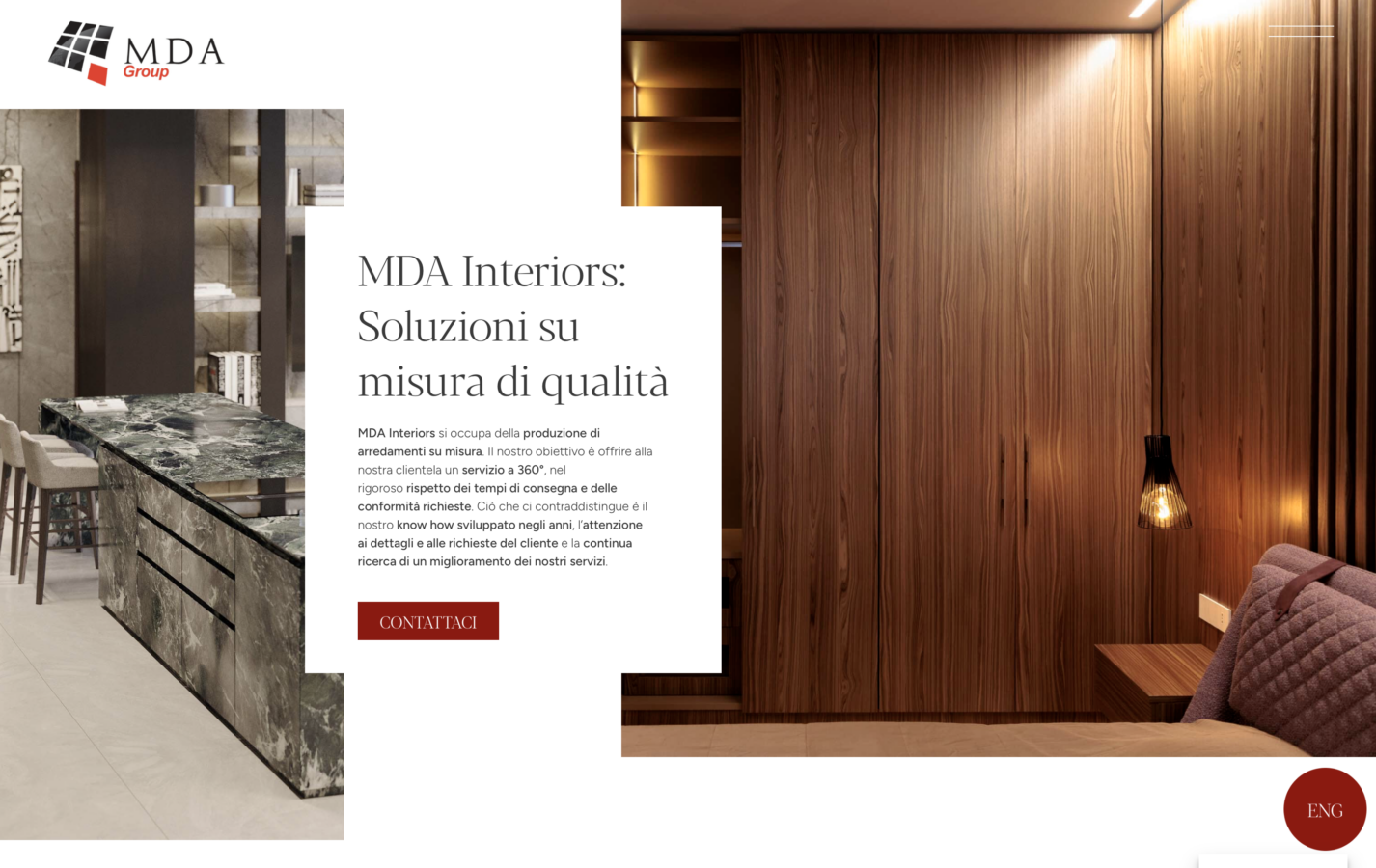 Schermata del sito MDA Group - Luxury & Quality Interior, progetto web di Laio Webdesign