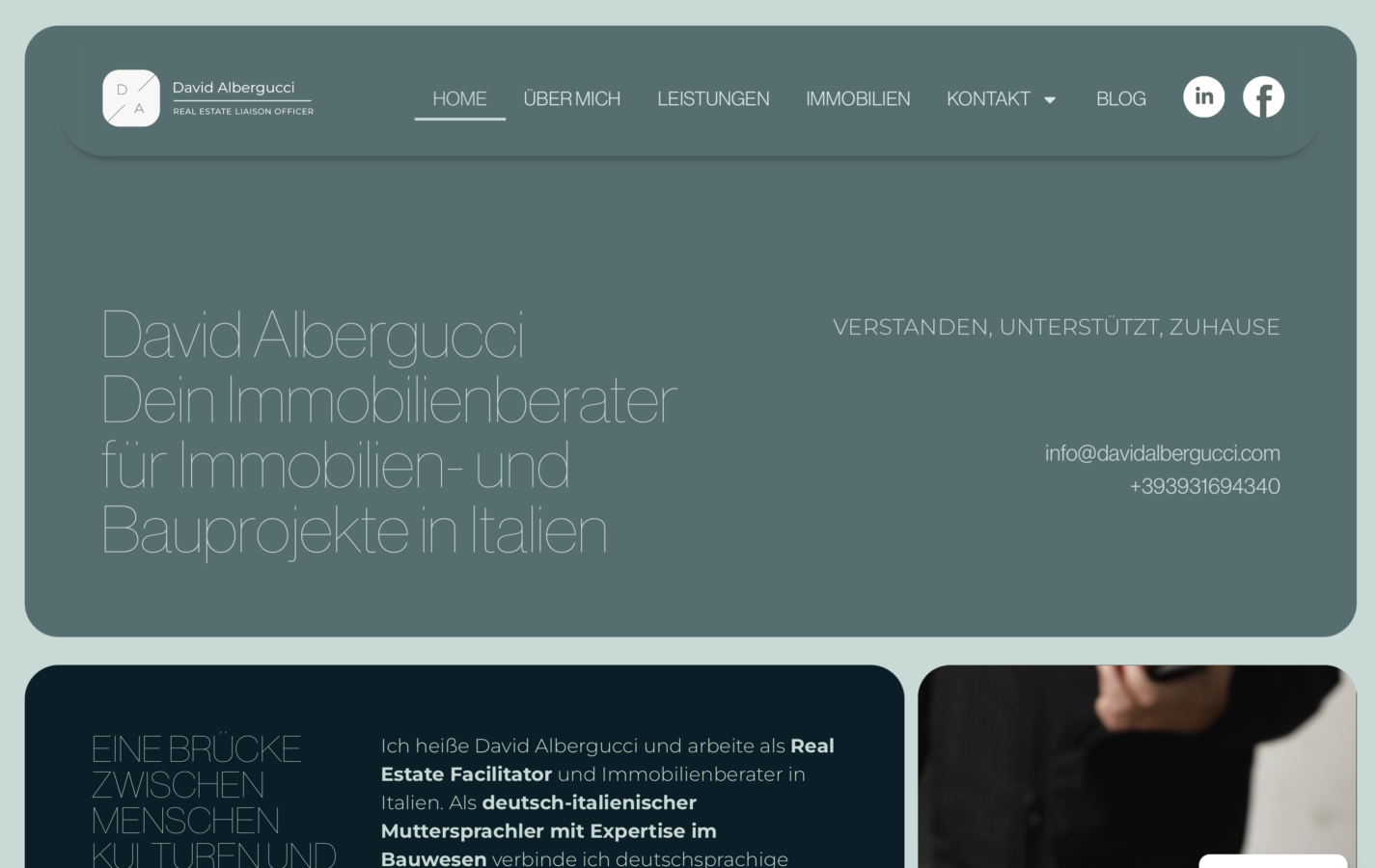 Schermata del sito David Albergucci - Facilitatore Immobiliare Italo -Tedesco, progetto web di Laio Webdesign