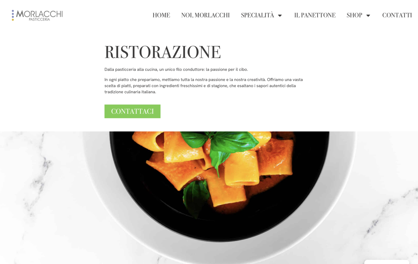 Schermata del sito Pasticceria Morlacchi, progetto web di Laio Webdesign
