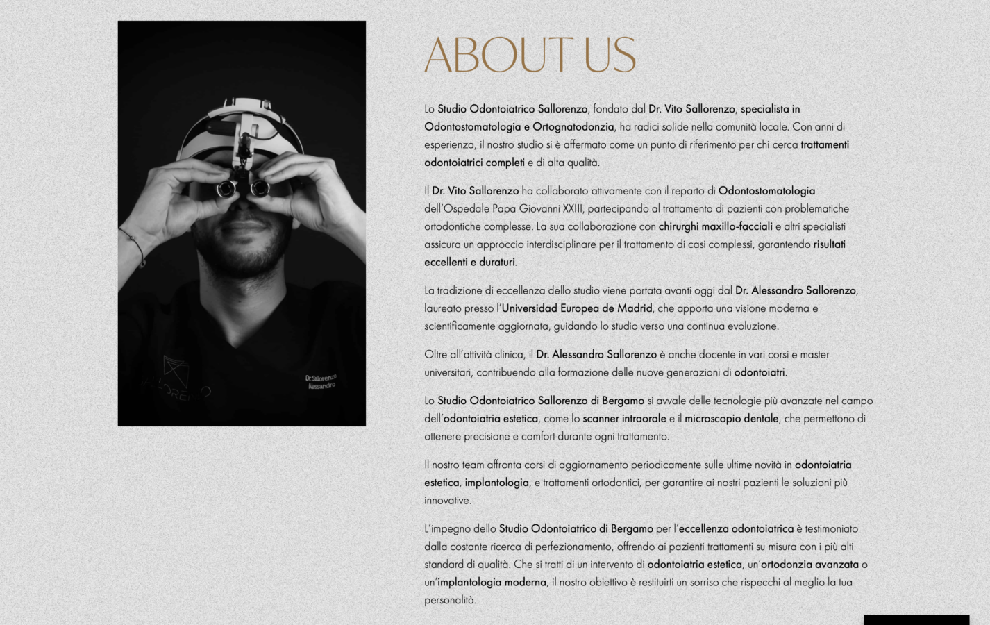 Schermata del sito Studio Sallorenzo - Studio Odontoiatrico, progetto web di Laio Webdesign