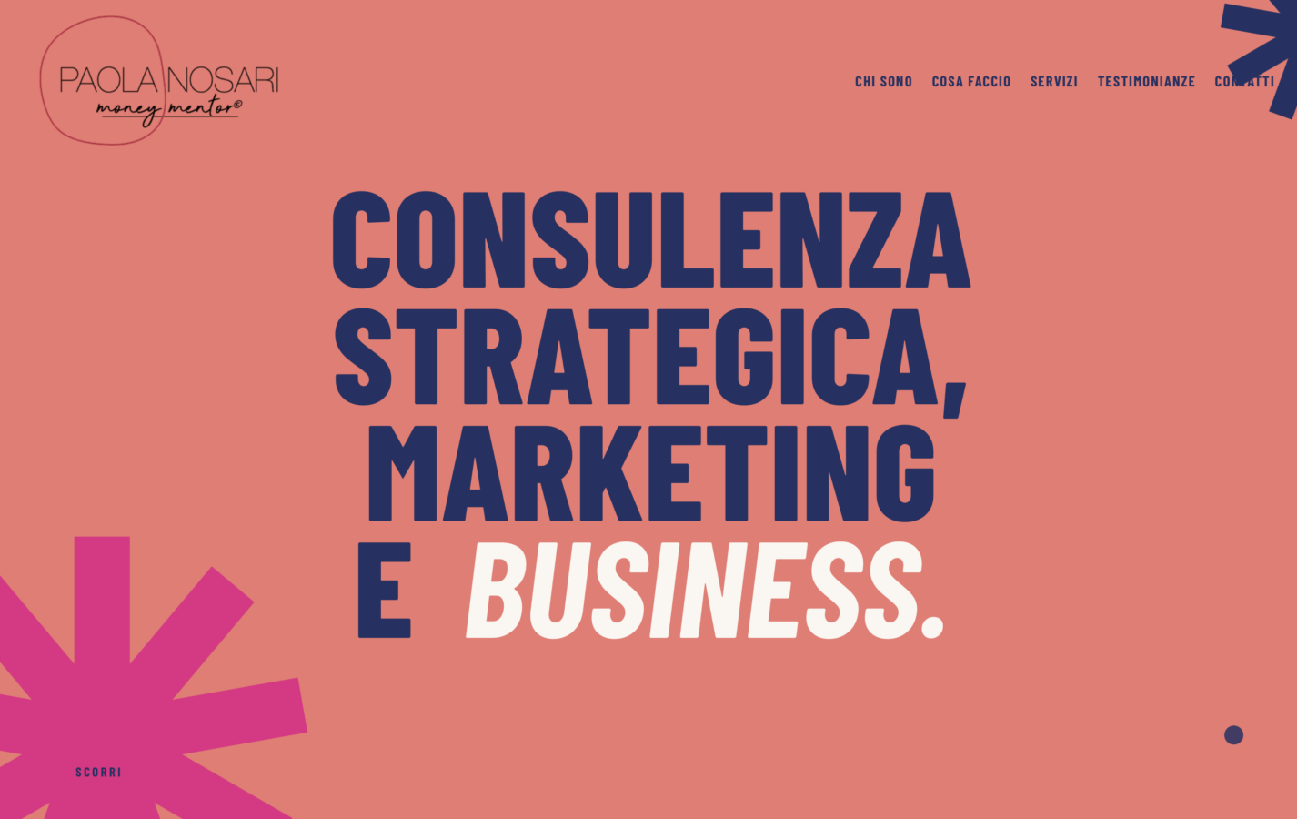 Schermata del sito Paola Nosari Money Mentor, progetto web di Laio Webdesign
