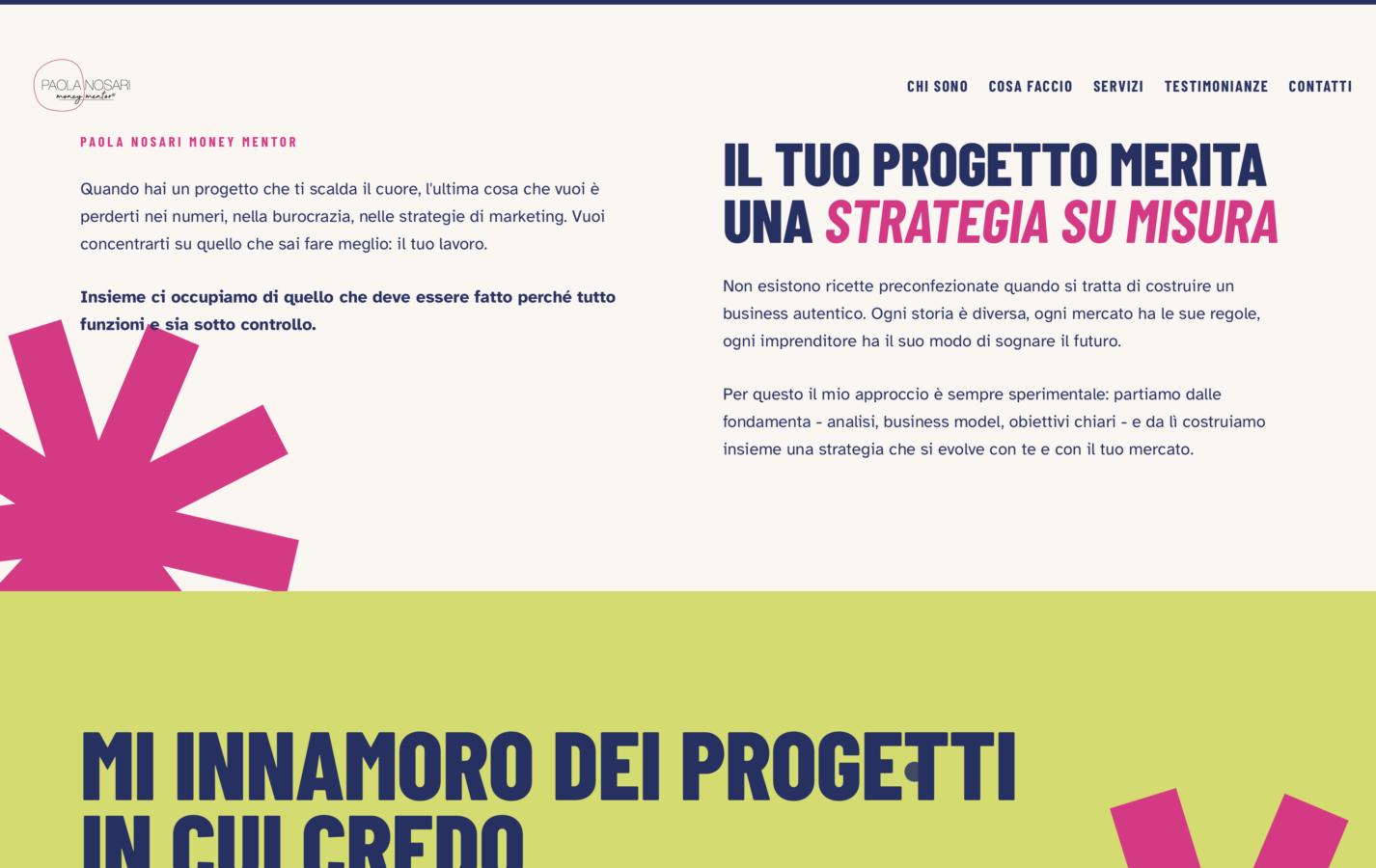 Schermata del sito Paola Nosari Money Mentor, progetto web di Laio Webdesign