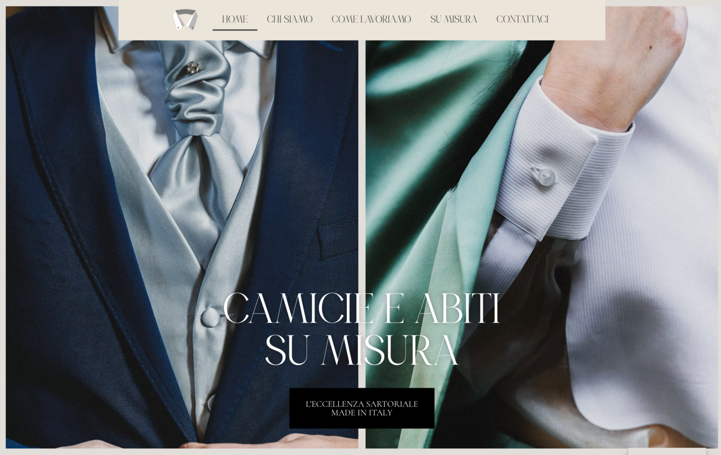 Schermata del sito Camiceria su misura 2C, progetto web di Laio Webdesign