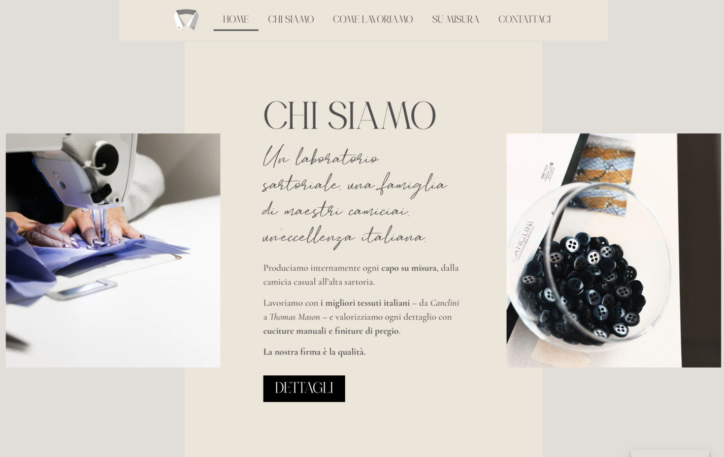 Schermata del sito Camiceria su misura 2C, progetto web di Laio Webdesign