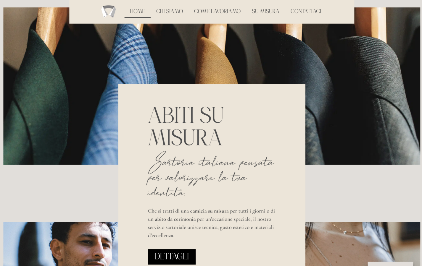 Schermata del sito Camiceria su misura 2C, progetto web di Laio Webdesign