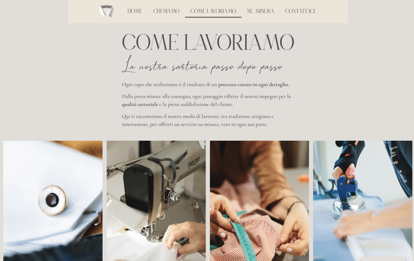 Schermata del sito Camiceria su misura 2C, progetto web di Laio Webdesign