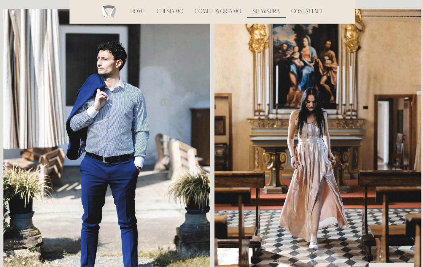 Schermata del sito Camiceria su misura 2C, progetto web di Laio Webdesign