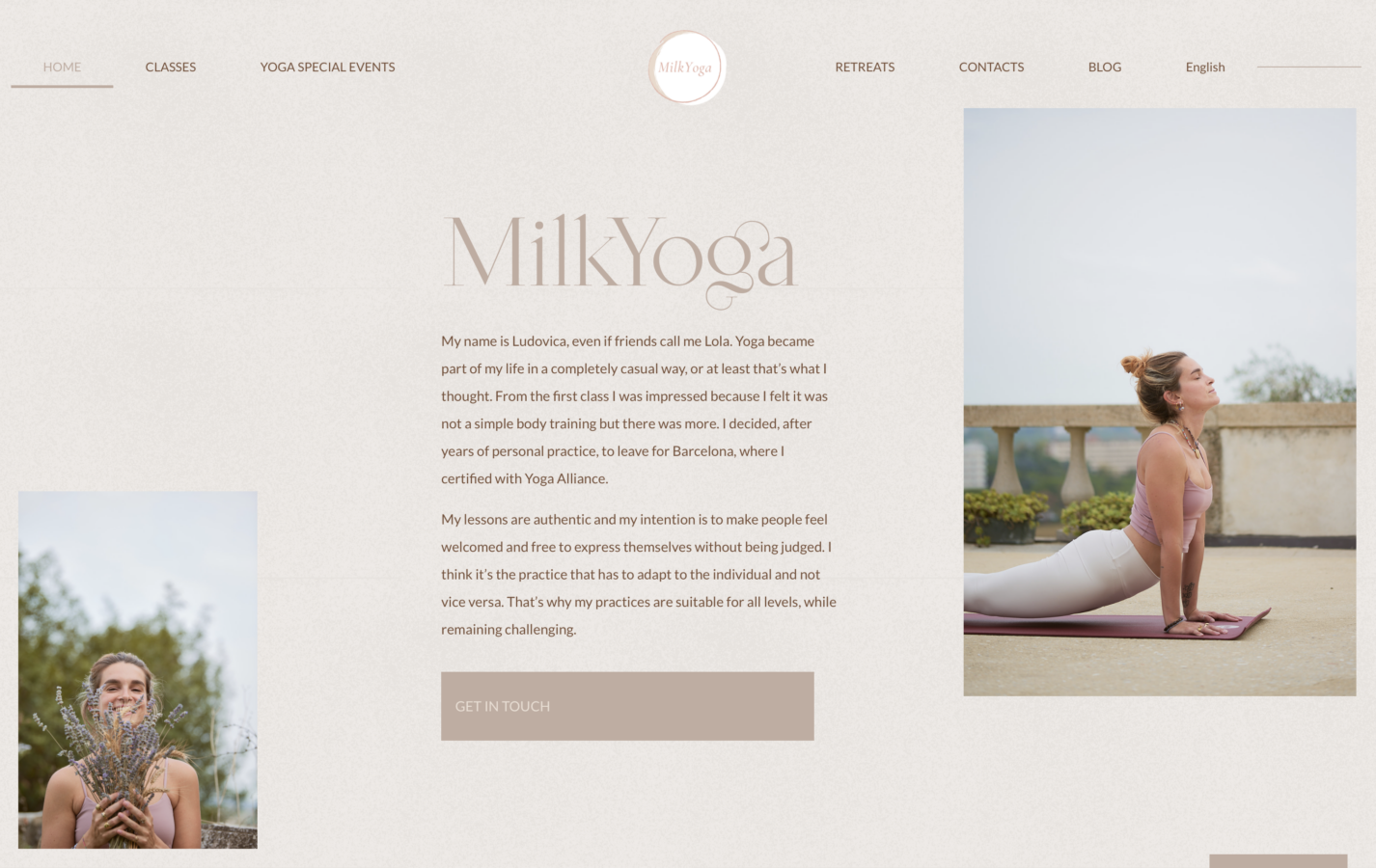 Schermata del sito MilkYoga, progetto web di Laio Webdesign