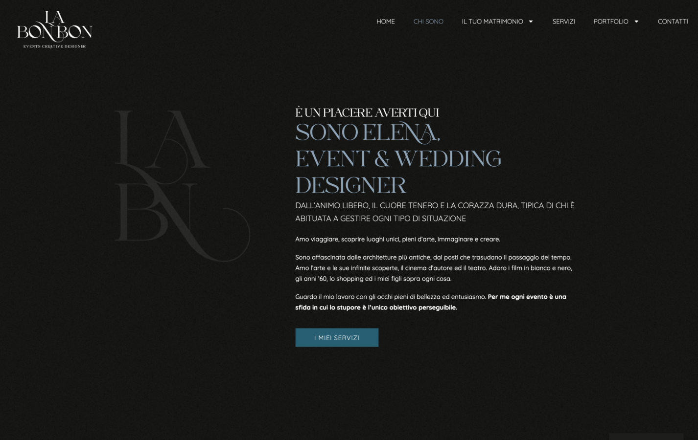 Schermata del sito La Bonbon - Events Creative Designer, progetto web di Laio Webdesign