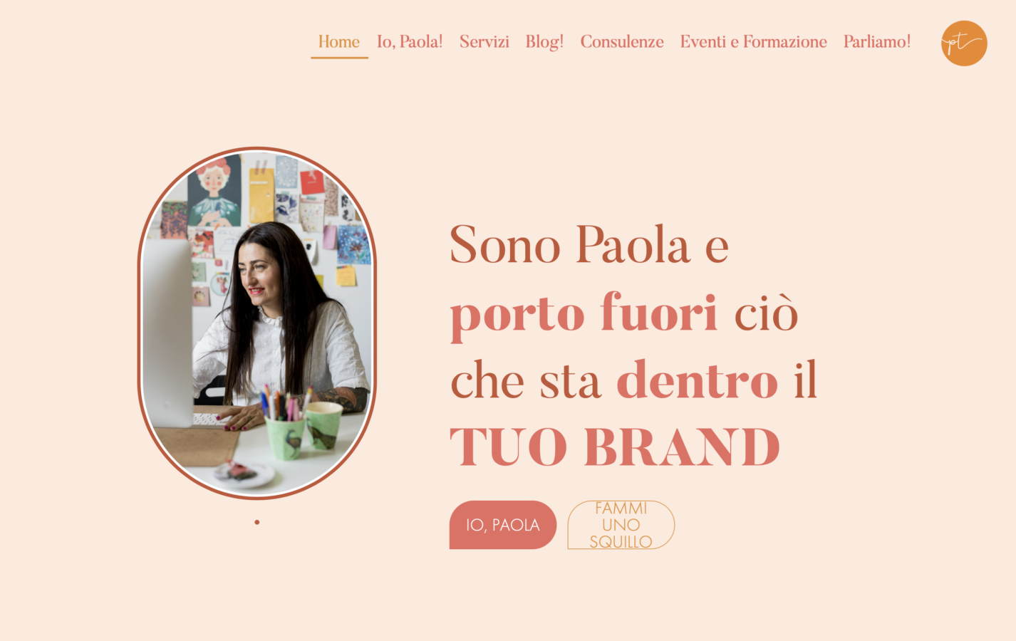 Schermata del sito Paola Toini - Identità visiva, comunicazione di valore e strategie custom, progetto web di Laio Webdesign