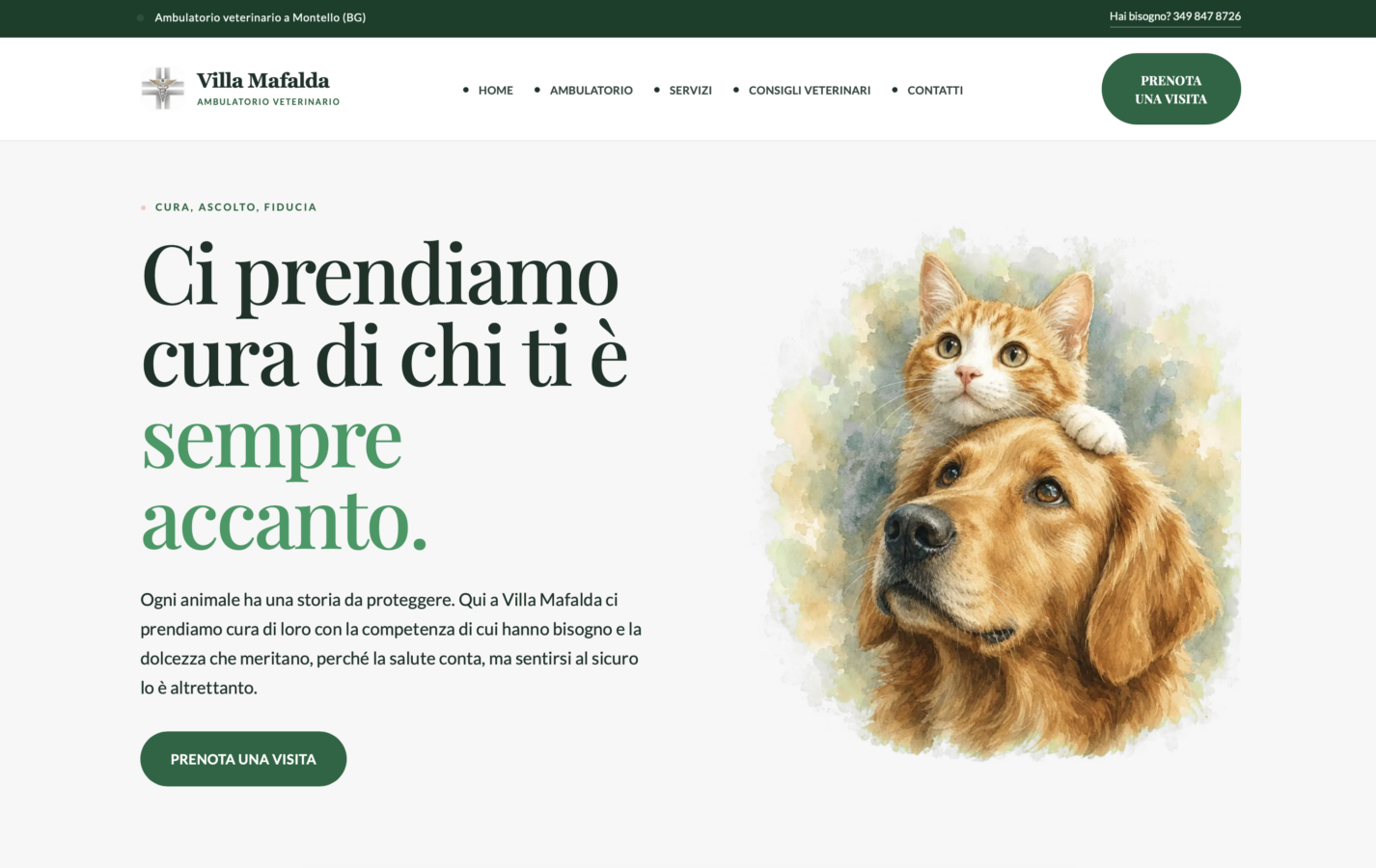 Schermata del sito Villa Mafalda Ambulatorio Veterinario, progetto web di Laio Webdesign