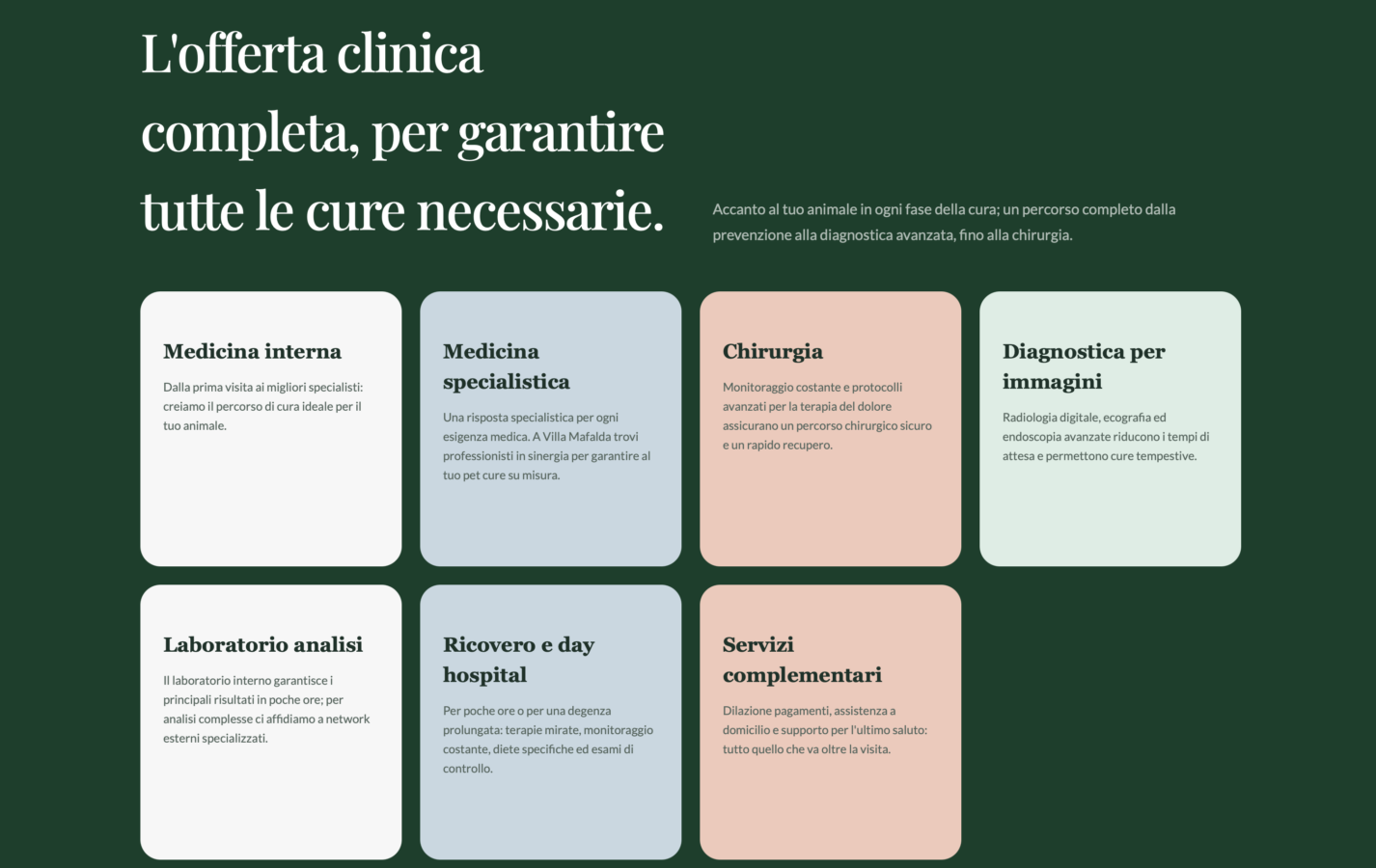 Schermata del sito Villa Mafalda Ambulatorio Veterinario, progetto web di Laio Webdesign
