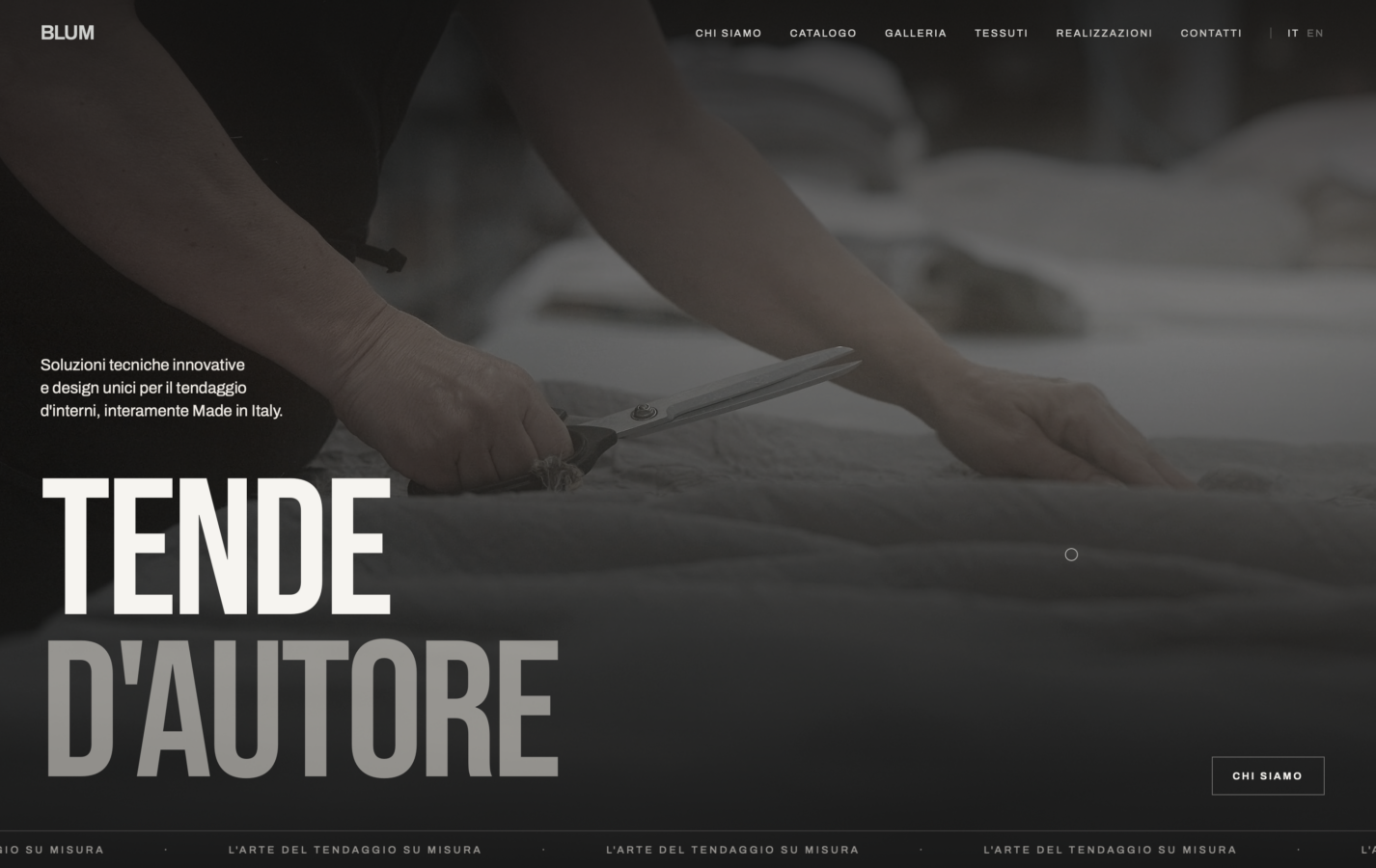 Schermata del sito Blum Srl - Tendaggi su misura, progetto web di Laio Webdesign