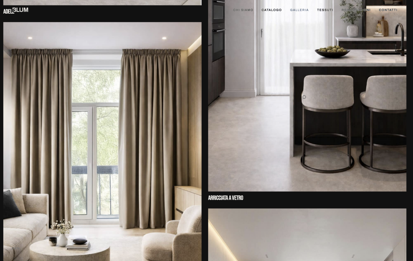 Schermata del sito Blum Srl - Tendaggi su misura, progetto web di Laio Webdesign