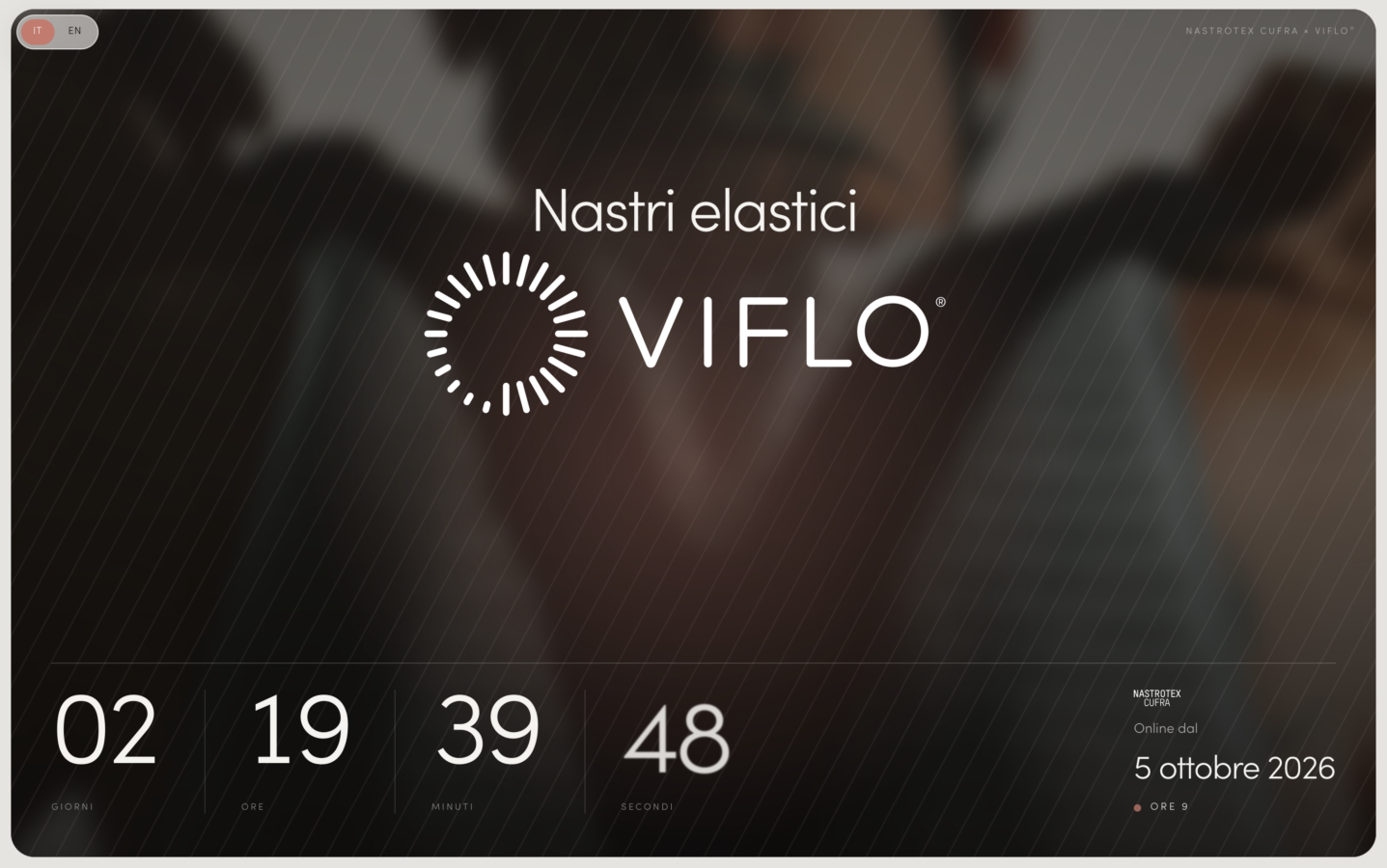 Schermata del sito Nastrotex Cufra X Viflo - Landing, progetto web di Laio Webdesign