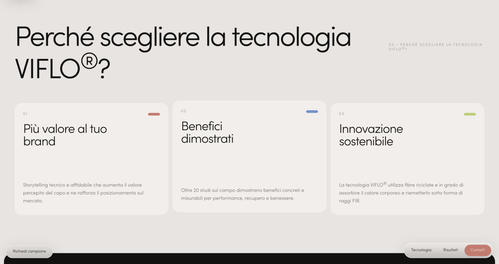 Schermata del sito Nastrotex Cufra X Viflo - Landing, progetto web di Laio Webdesign